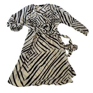 Lane Bryant White Black Stripe Belted A Line Dress Plus Sz 20 Work Office Career